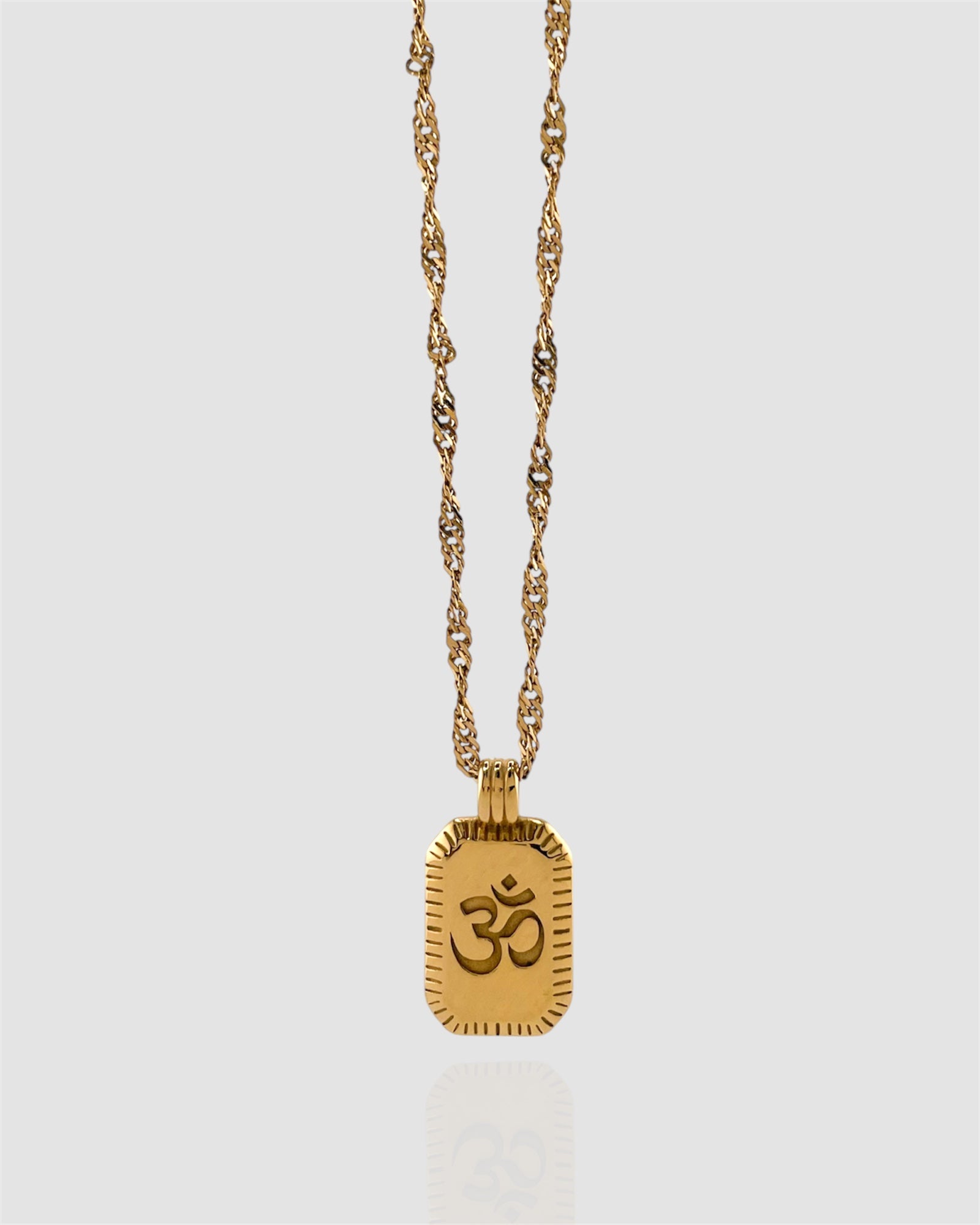 Aum Necklace – Rectangle Pendant (Twist Chain)